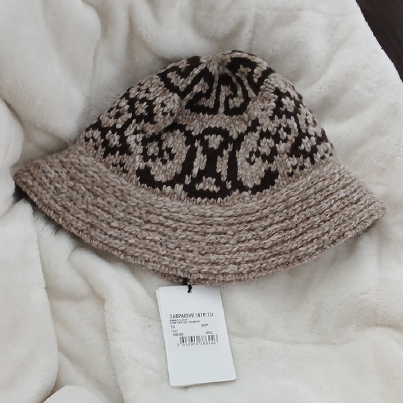 Celine Tan and Brown Patterned Hat
